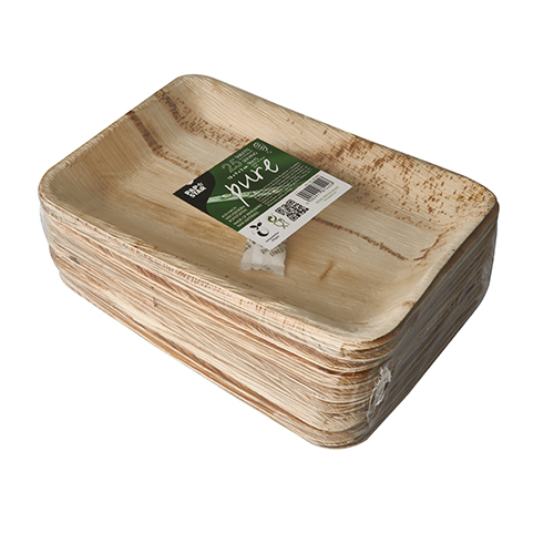 25 Tabletts, Palmblatt "pure" eckig 24 cm x 16,5 cm x 2 cm von PAPSTAR
