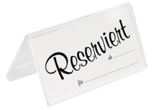 Einschubkarten a 25 Stück Reserviert passend zu Aufsteller, klein aus Acryl, für Einschubkarte 10 x 5 cm