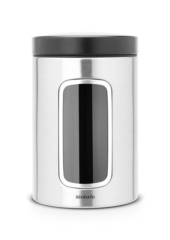 Brabantia Fensterdose 1,4 L rund / Deckel Matt Black Matt Steel Fingerprint Proof