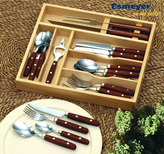 19-tlg. Besteck-Starterset Rotbraun aus Edelstahl 18/0, poliert, mit Aufbewahrung, in Klarsichtbox