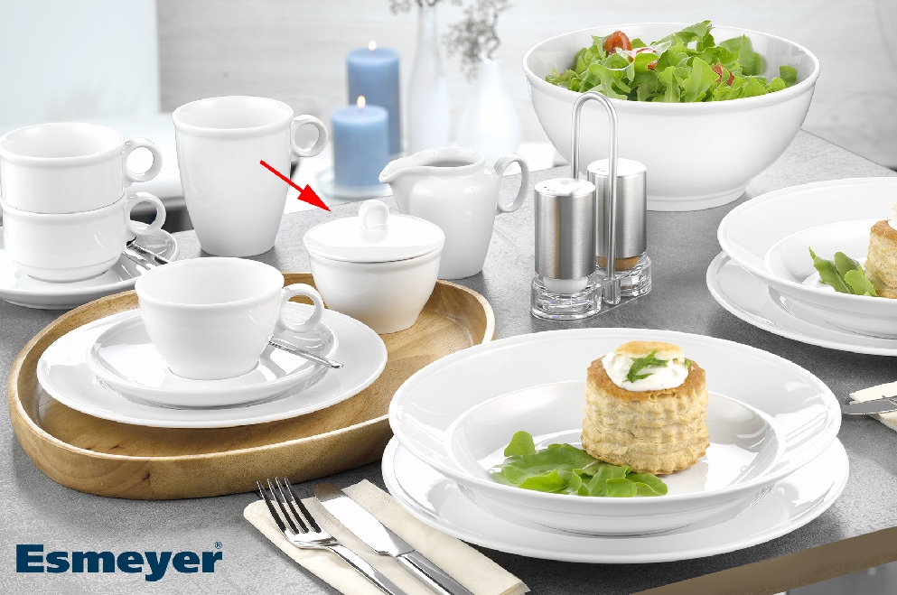 Bauscher Zuckerdose Komplett COME4TABLE, Durchmesser: 91 mm, Inhalt: 0,18 ltr., Höhe: 80 mm, uni weiss