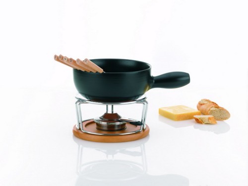 Kela Käsefondue-Set Natura Keramik schwarz 20,5cm 21,5cmØ 1l