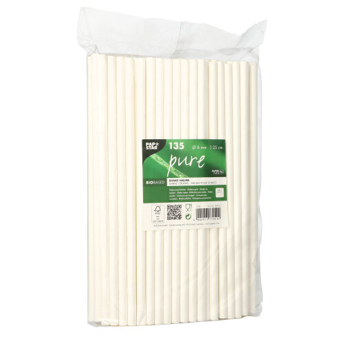 135 Shake-Halme, Papier "pure" Ø 8 mm · 25 cm weiss von PAPSTAR