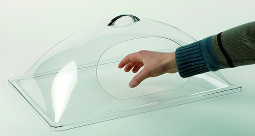 GN Kuppelhaube 54 x 33 cm, H: 20 cm Haube aus SAN Griff aus Zinkdruckguss passend für GN 1/1 mit Frontausschnitt