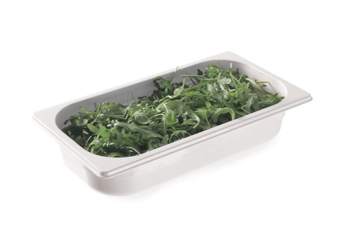 Gastronorm-Deckel aus weißem Polycarbonat, GN 1/1, 530x325mm.
