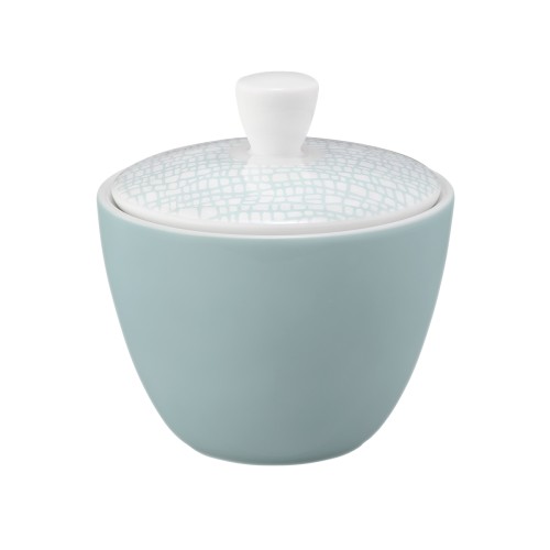Seltmann Zuckerdose 0,26 l, rund, Form: Life, Dekor: 25674 Fashion green chic, hohe Kantenschlagfestigkeit, Made in Germany