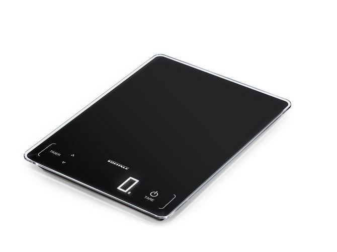 Soehnle Digitalwaage mit leuchtender LED-Anzeige und integriertem Küchentimer. Tragkraft ca. 15 kg