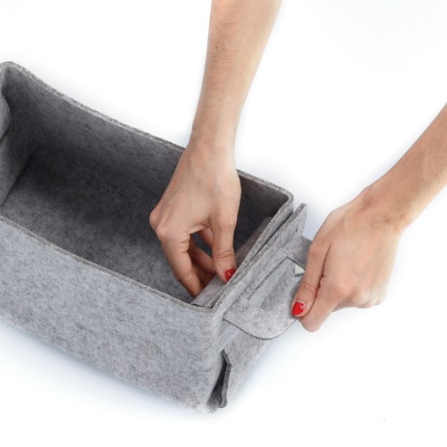 Aufbewahrungskorb, Filz, grau. Länge: 290 mm. Breite: 160 mm. Höhe: 180 mm