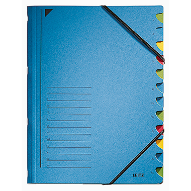 Leitz Ordnungsmappe DIN A4 300g/m 100 Primärkarton blau 12 Fächer