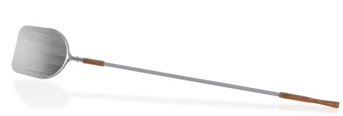 Pizzaschaufel. Aluminium. Mittelstück mit beweglichem Holzgriff. Schaufel 33 x 31,5 cm.