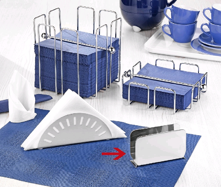 Serviettenhalter LUISE, aus Edelstahl 18/10, hochglänzend, Breite: 11 cm, Höhe: 7 cm