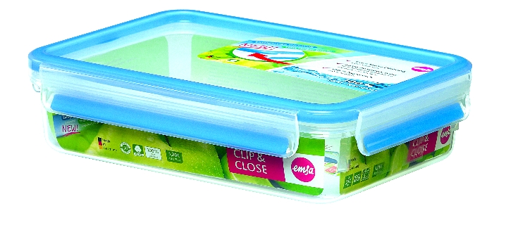 Emsa CLIP & CLOSE Frischhaltedose 1,2L rechteckig, Maße: 22,6 x 16,7 x 5,9 cm Material: Kunststoff, mit Soft-Touch-Clips