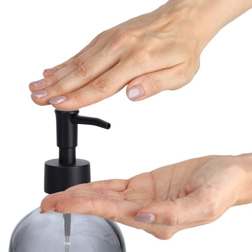 Seifenspender "Modern Black", Glas, schwarz / Maße: Ø 9x17,5 cm