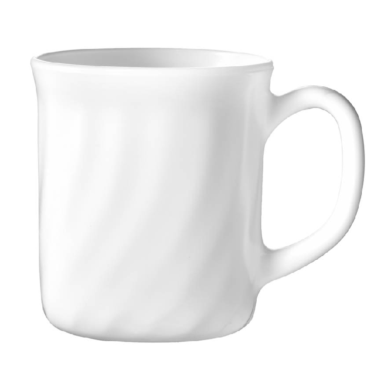 Henkelbecher Inhalt: 29 cl aus Hartglas - Form Trianon uni weiß - ARCOPAL