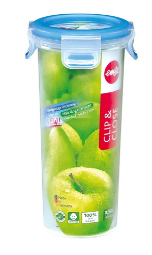 Emsa CLIP & CLOSE Frischhaltedose 0,5 Liter rund - 100 % dicht - Made in Germany -