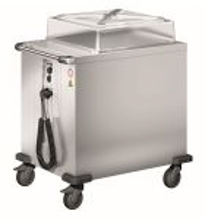 BLANCO Bühnenspender aus rostfreiem Edelstahl, 4 Lenkrollen Ø 125 mm, davon 2 mit Feststeller, beheizbar (Umluft) +30 °C bis +110 °C inkl.