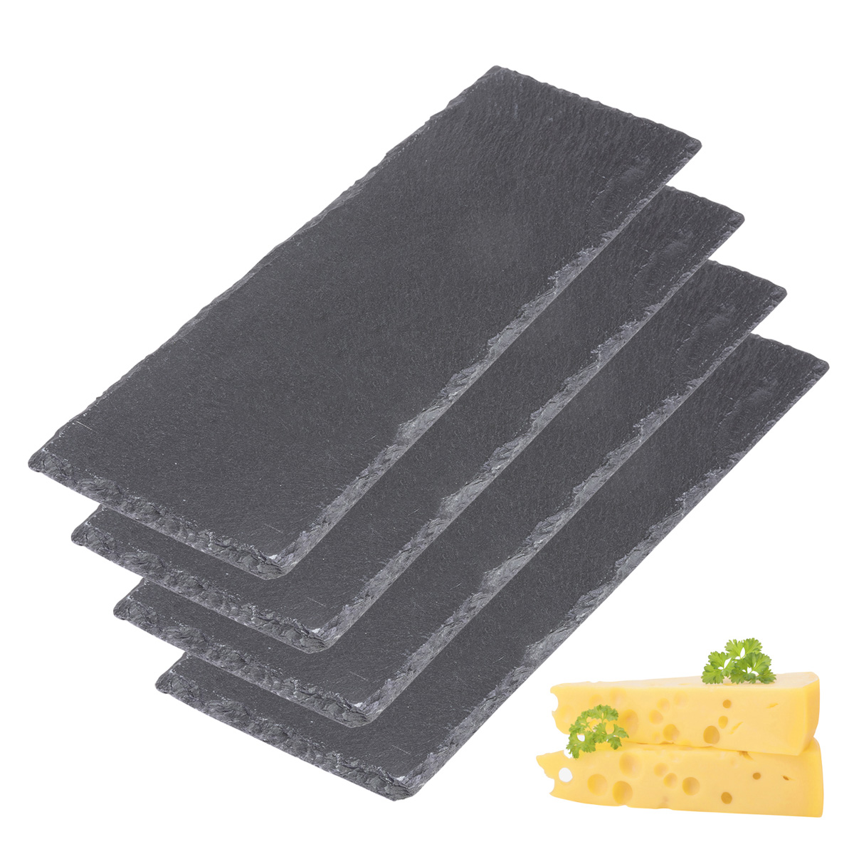 4 Servierplatten Naturschiefer »Tapas + Friends«, 30 x 10 cm