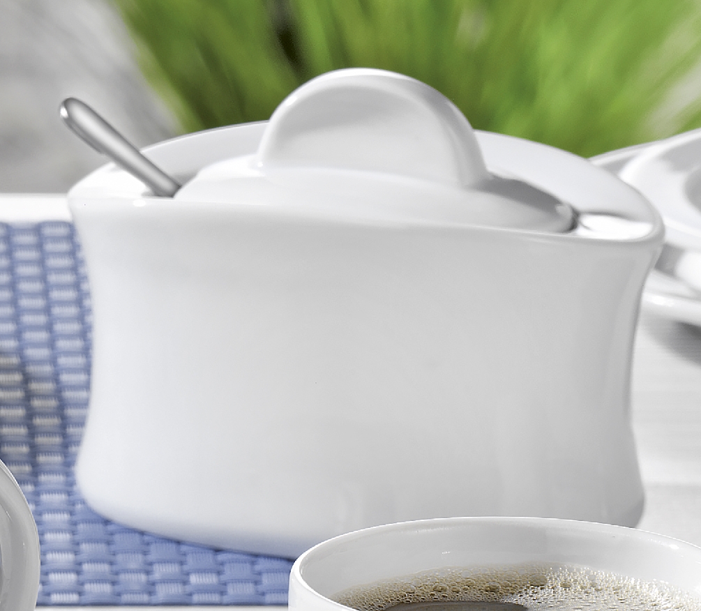 Zuckerdose mit Deckel ADRINA, Farbe: weiß, Inhalt: 0,22 Liter.