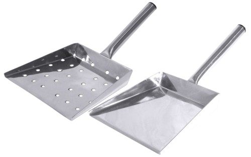 Backschaufel , gelocht (Ø 8 mm) aus Edelstahl 18/10, mit geschlossenem Hohlgriff, schwere Qualität Schaufelmaß: 20 cm x 18 cm,