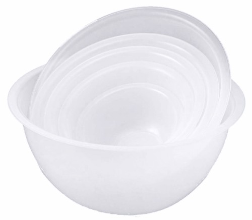 Rührschüssel aus weißem Polypropylen, mikrowellengeeignet, bruchsicher, stapelbar, stabile Qualität Durchmesser innen: 20 cm, Höhe: