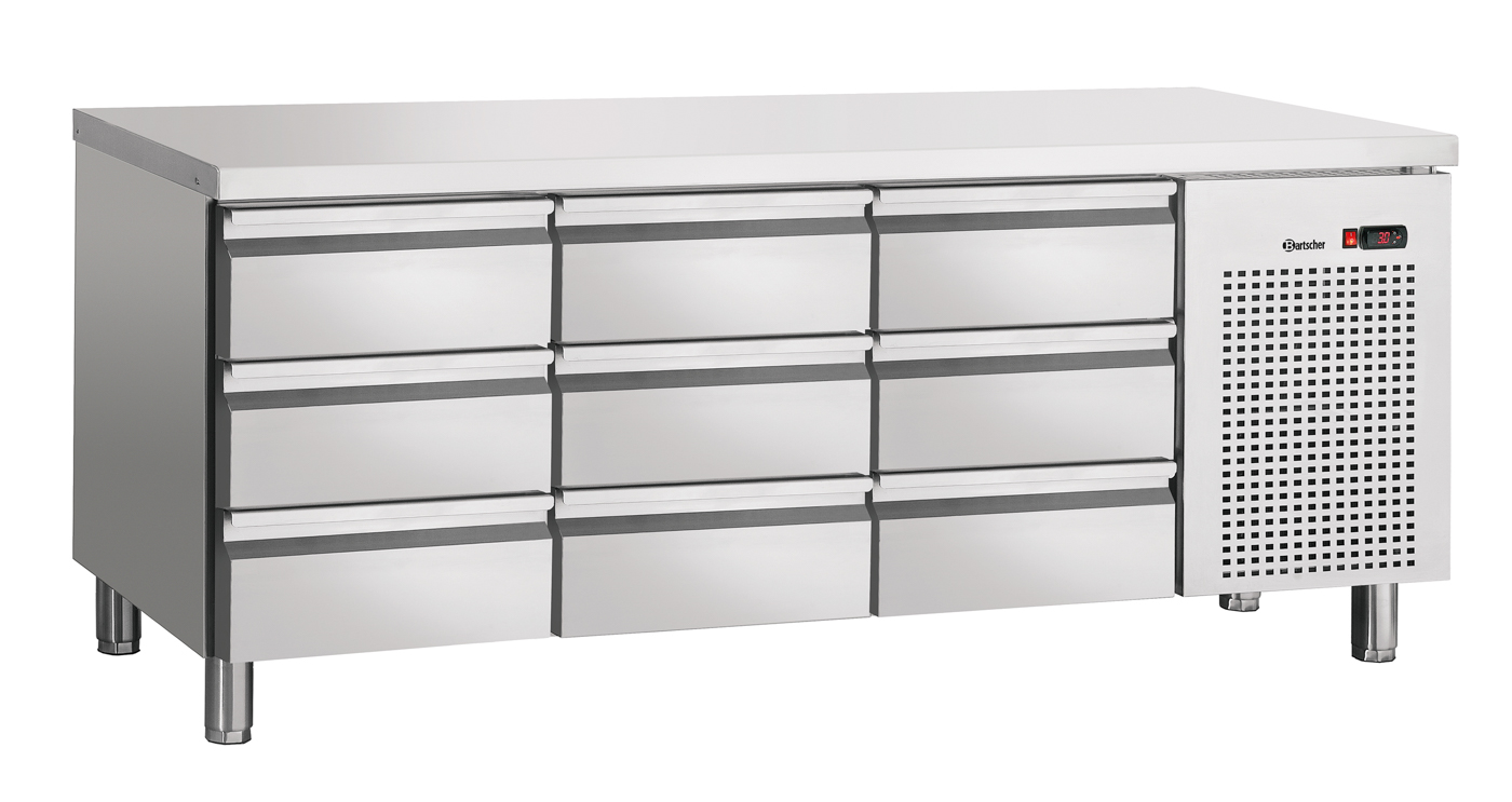Bartscher Kühltisch S9-100 | Temperaturbereich bis: 10 °C | Maße: 179,2 x 70 x 850 cm. Gewicht: 171 kg