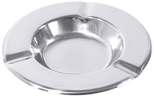 Aschenbecher aus Edelstahl, hochglänzend, mittelschwere Qualität Durchmesser: 12,5 cm, Höhe: 2 cm