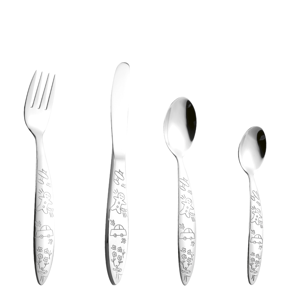 4-teiliges Kinderbesteck BELLA von Esmeyer, aus Edelstahl 18/0, poliert, Lieferung im Geschenkkarton mit Fenster