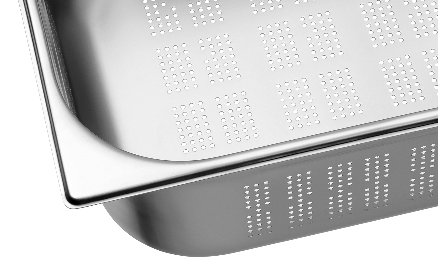 Bartscher GN-Behälter, 2/3, T150, gelocht |Ausführung: Mit Perforation (gelocht) | Maße:35,4 x 32,5 x 15,0 cm. Gewicht: 1 kg