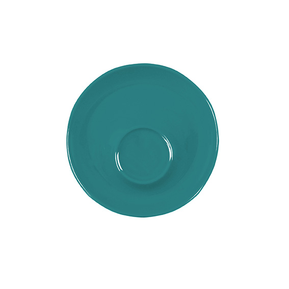 Untertasse 11 cm Spiegel außerzentrisch - Form:, Baristar - Dekor 79924 petrol - aus Porzellan., Hersteller: Eschenbach. "Made in Germany".