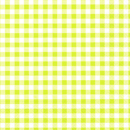 30 Servietten, 3-lagig 1/4-Falz 33 cm x 33 cm limonengrün "Vichy Karo" von PAPSTAR