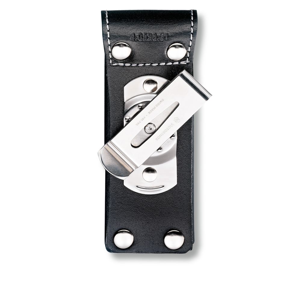 Victorinox Gürteletui mit Metallklammer, Leder, schwarz