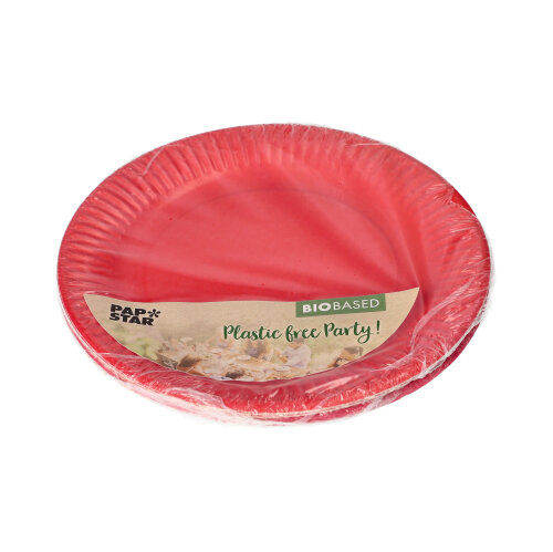 12 Teller, Pappe rund Ø 18 cm farbig sortiert - rot/fuchsia von PAPSTAR