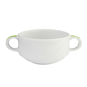 Suppen-Obere 0,26 l stapelbar - Form: Ambiente, Plus - Dekor 79461 Grün - aus Porzellan., Hersteller: Eschenbach. "Made in Germany".