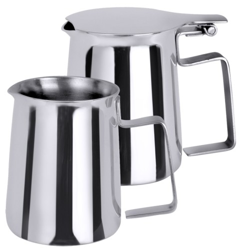 Sahnegießer mit Klappdeckel aus Edelstahl 18/10, hochglänzend, extra schwere Qualität Volumen: 0,1 l, Durchmesser: 5 cm, Höhe: