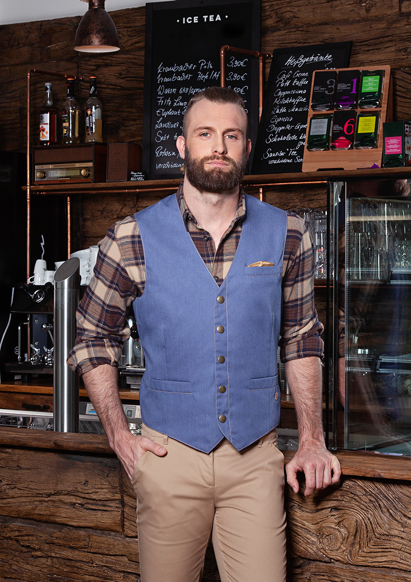 Herrenweste Jeans-Style , GR. 62 , Farbe: vintage blue , von Karlowsky