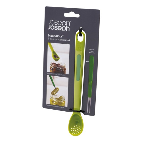 Joseph Joseph Scoop&Pick - 2-teiliges Löffel-und-Gabelspieß-Set - grün