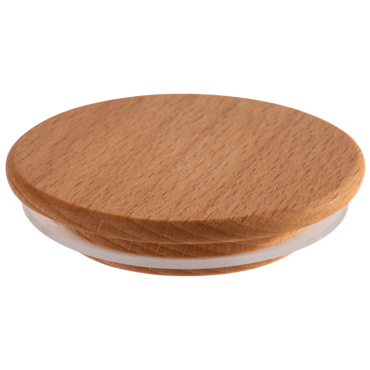 12 Deckel für Weck-Gläser, Ø 7 cm, H: 1,5 cm, Buchenholz, mit Silikondichtung, Inhalt: 12 Stück