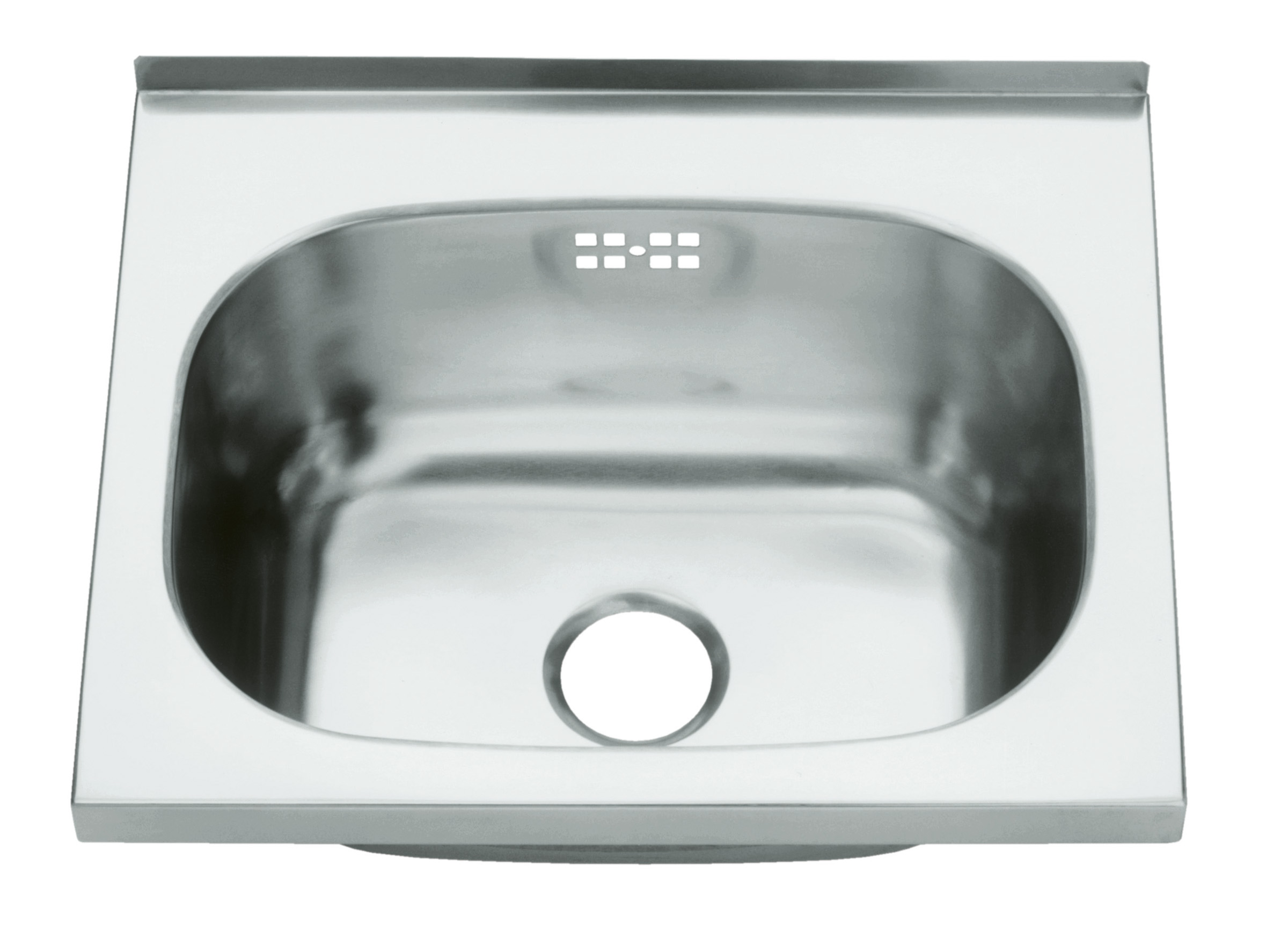 BLANCO Handwaschbecken mit angeschweißten Dreieckskonsolen, 3-seitig 30 mm abgekantet, hinten 20 mm aufgekantet