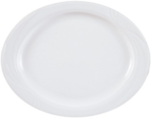 Arcadia Platte oval flach, 29cm, weiß Made in Europe