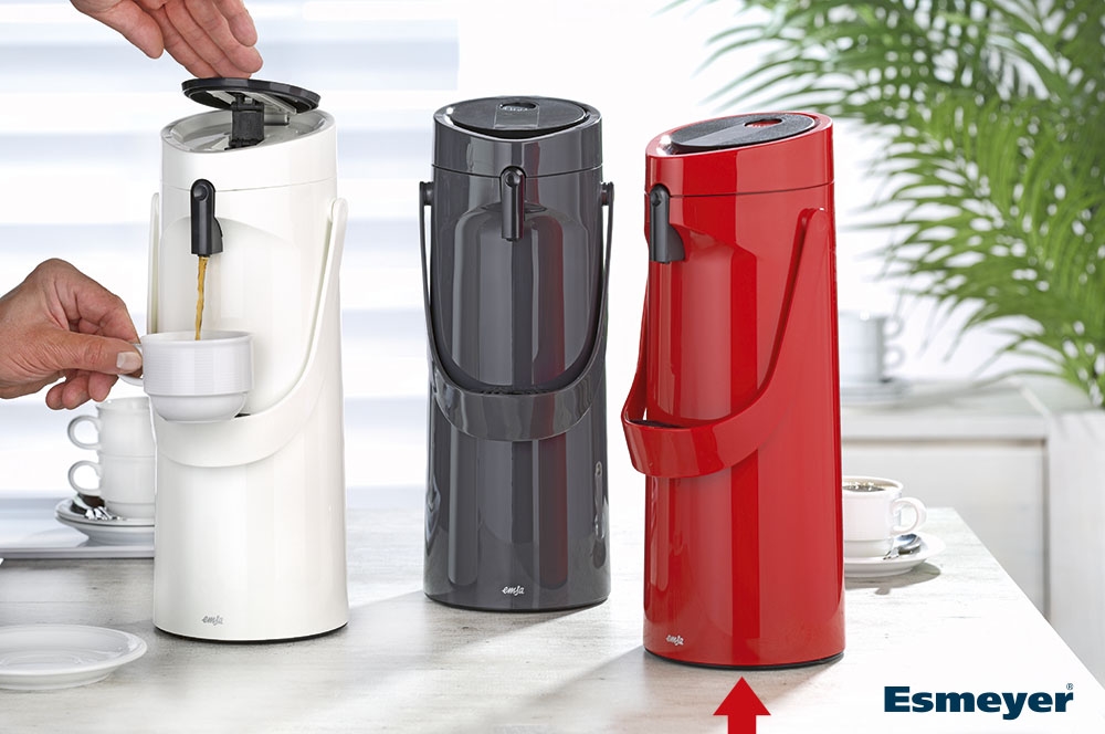 Emsa PONZA Pumpspender, Inhalt: 1,9 Liter, Farbe: rot, mit Hartglaseinsatz.