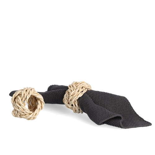 Serviettenring-Set, 2-tlg., Maisgeflecht, natur / Maße: Ø 5 cm