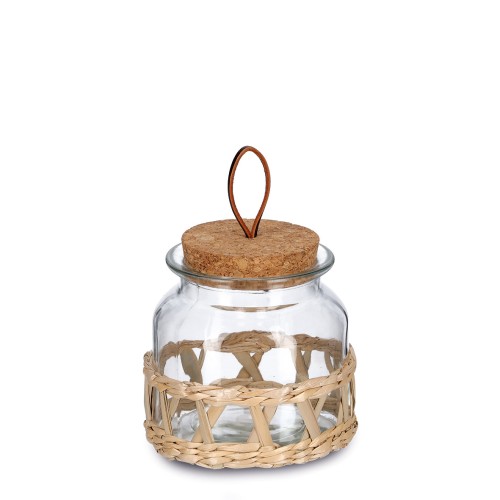 Vorratsglas "Boho" m. Korkdeckel, 600 ml. Ø: 120 mm. Höhe: 122 mm.