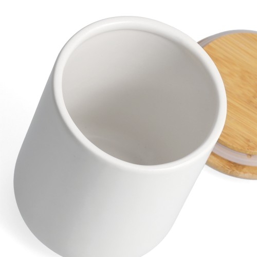 Vorratsdose m. Bambusdeckel, 670 ml, Steingut,.