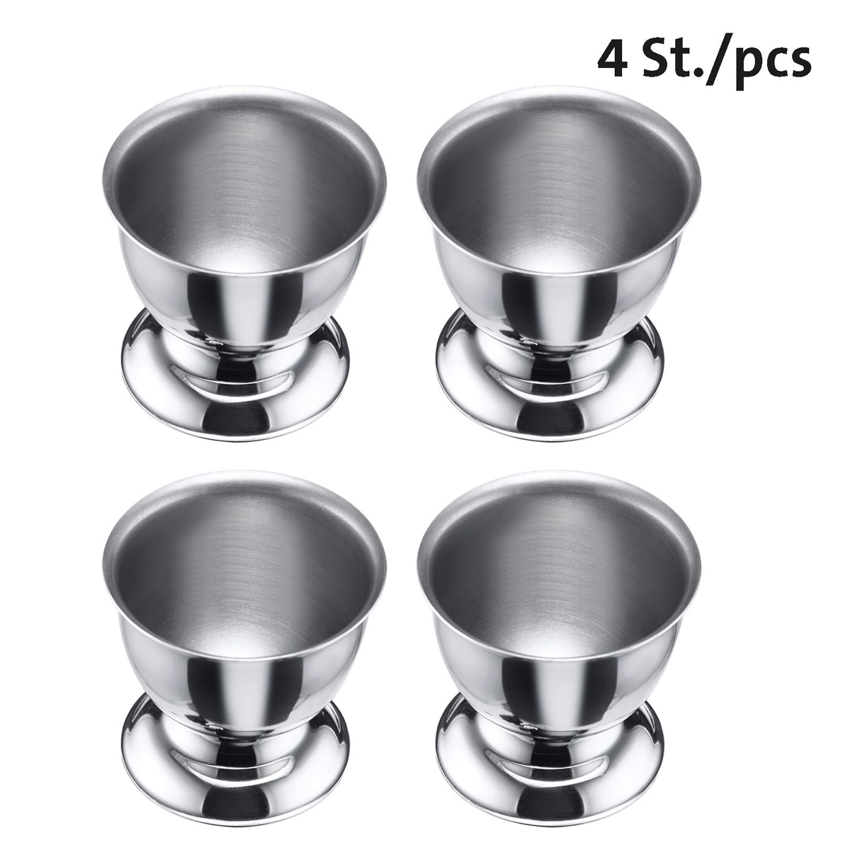 4 Eierbecher mit Fuß, Edelstahl