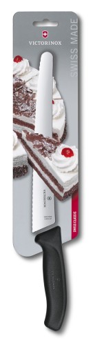 Victorinox SwissClassic Konditorsäge, Wellenschliff, 26cm, schwarz, auf Blister