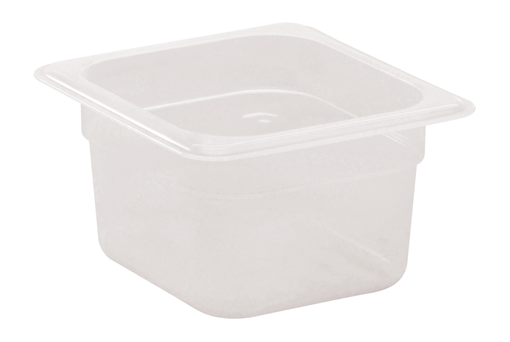 Cambro Polypropylen GN 1/6 Behälter 100mm. Ein ökonomischer Behälter für den Gebrauch mit Arbeitstischen, Regalwagen und mehr.