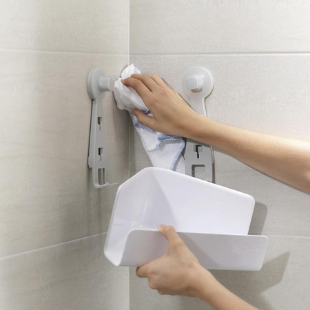 Joseph Joseph EasyStore Eck-Duschablage mit abnehmbaren Spiegel – Weiß