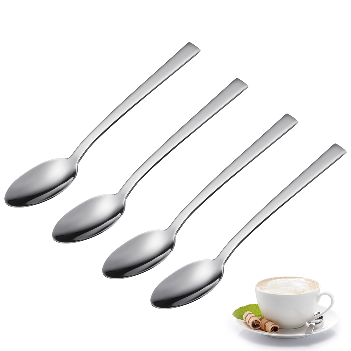 4 Kaffeelöffel, Edelstahl 18/10