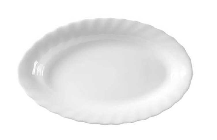 Beilageschale oval Ø: 22 cm aus Hartglas - Form Trianon uni weiß - ARCOPAL