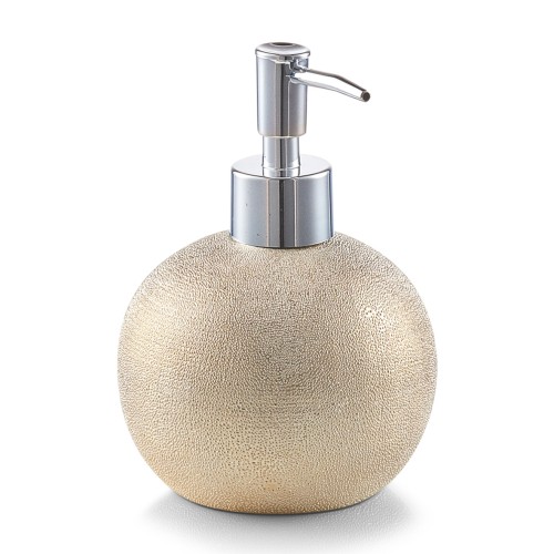 Seifenspender, Steinzeug, Ø10,3x14,5 cm. Farbe: gold.. Fassungsvermögen: 375 ml. Dieser hochwertige Seifenspender wurde aus Steinzeug